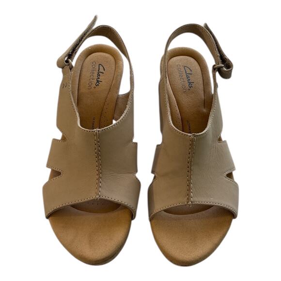 Clarks Collection Women's Annadel Bari Wedge Sandals Sand Size 9W WIDE Platform - Picture 3 of 9